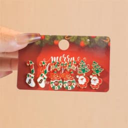 12/20 Pair Christmas Earring Set For Women Shiny Crystal Zircon Snowflake Elk Bowknot Elk Xmas Tree Earring New Year Gifts