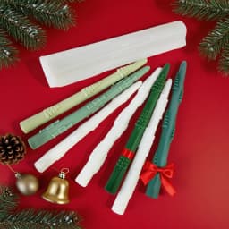 Long Rod Christmas Tree Candle Mold Handmade Aroma Candle Silicone Mould Long Pole Relief Christmas Candle Making Supplies