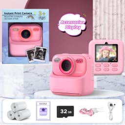 Kids Digital Camera 1080P Vedio Thermal Instant Print Camera With 32G For Girls Boys Age 3-12 Best Christmas Birthday Gifts