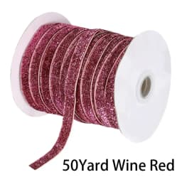 50Yard Glitter Velvet Satin Ribbon Multicolor No Elastic Single Face Ribbon for Christmas DIY Craft Gift Wrapping Bow Decoration