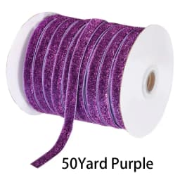 50Yard Glitter Velvet Satin Ribbon Multicolor No Elastic Single Face Ribbon for Christmas DIY Craft Gift Wrapping Bow Decoration