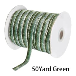 50Yard Glitter Velvet Satin Ribbon Multicolor No Elastic Single Face Ribbon for Christmas DIY Craft Gift Wrapping Bow Decoration