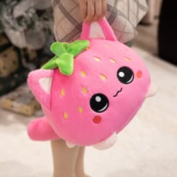 Cute Plush Stuffed Toy Strawberry Cat Pillow Doll Children's Birthday Gift Home Decoration Animal Christmas Gift