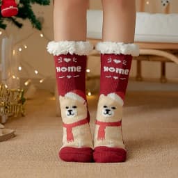 Winter Warm Socks Women penguin Plush Soft Female Non Slip Floor Slippers Short Sock Fuzzy Fluffy Deer Elk Bear Christmas Gift