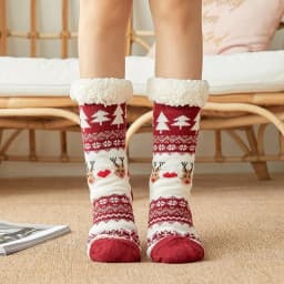 Winter Warm Socks Women penguin Plush Soft Female Non Slip Floor Slippers Short Sock Fuzzy Fluffy Deer Elk Bear Christmas Gift