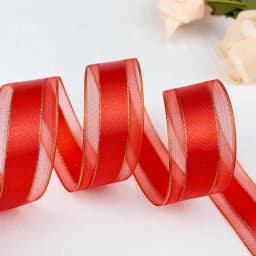 5 Yards 25mm Organza Ribbons Gold Metallic Egde Ribbons For Wedding Christmas Party Decor Flower Gift Packing Ribbon For Crafts