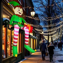 1PCS Christmas Inflatable Sitting elf Model with LED Lights,For Xmas Party Indoor Gift Decoration Props