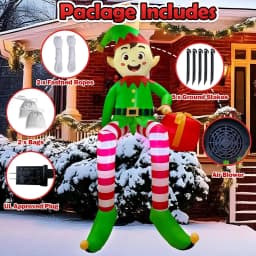 1PCS Christmas Inflatable Sitting elf Model with LED Lights,For Xmas Party Indoor Gift Decoration Props