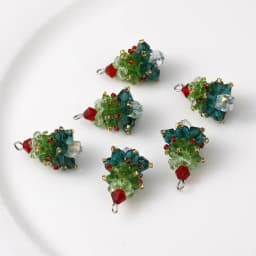 6PCS/SET Winter Christmas Tree Charms Beaded Crystal Glass Handmade Woven for Earrings and Necklace Diy Making Jewelry Gifts