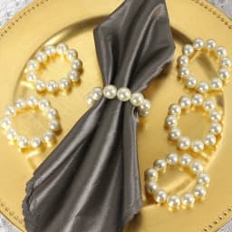 Set of 12 Imitation Pearl Napkin Rings Handmade Simple Napkin Buckle for Wedding Party Christmas Banquet Home Table Decoration