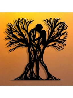 1PC Couple&Ancient Tree Metal Wall Sculpture|Flower-Adorned,Modern Craft,Halloween&Christmas Gift,Living Room/Bedroom Decor