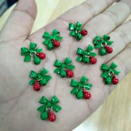 10/50Pcs Christmas Alloy Bell Nail Charms Red Bow Pendant Nail Art Decorations 1.2*1.5cm Party Style Bow Bell Nail Accessories