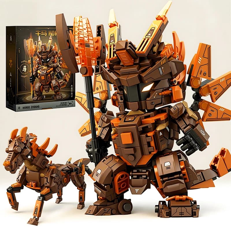 2 in 1 Transformable Robot Building Blocks Superhero Mecha Warrior Horse Animal Bricks DIY Assembly Toys Kids Christmas Gift