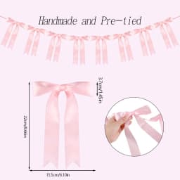 1set Pink Bow Ribbon Hanging Garland for Kids Birthday Party Wedding Baby Shower Decoration Christmas Satin Ribbon Home Ornament