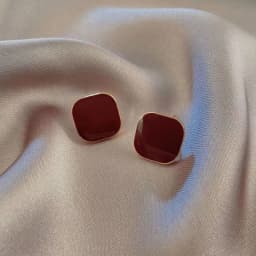 Retro Wine Red Square Stud Earring for Women Korean Simple Geometry Temperament Jewelry Christmas Girlfriend Gift