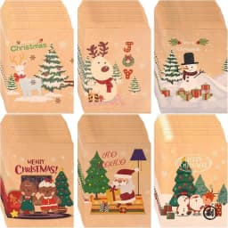 24pcs Merry Christmas Gift Bags Santa Claus Kraft Paper Candy Cookies Bag Xmas Party Favors 2025 Christmas DIY Advent Calendar