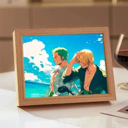 Anime Character One Piece Luffy Zorro Animated Frame LED Light Study Bedroom Christmas Birthday Gift