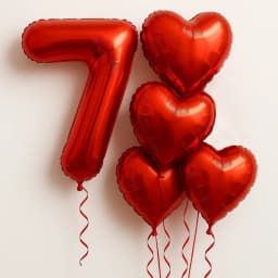 6Pcs/Set 32in Red Foil Number and 18in Heart Balloons Valentine's Day Birthday Christmas Party Decorations Anniversary Halloween