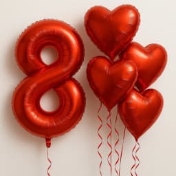 6Pcs/Set 32in Red Foil Number and 18in Heart Balloons Valentine's Day Birthday Christmas Party Decorations Anniversary Halloween