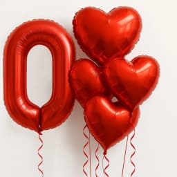6Pcs/Set 32in Red Foil Number and 18in Heart Balloons Valentine's Day Birthday Christmas Party Decorations Anniversary Halloween