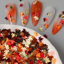 1Pack Mixed Colored Maple Leaf Nail Art Sequin Shimmer Pumpkin Orange Red Leaves Resin Flakes Charm Autumn Christmas Nail Decor