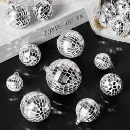 20PCS 4D Silver Ball Party Mirror Ball Cool Reflective Christmas Tree Decoration Suitable for Wedding Parties Dance Music