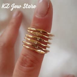 Fashion Initial Signet Ring 7 Size Gold Color Dainty Rings Women Stainless Steel Letters Wedding Christmas Jewelry Accessories