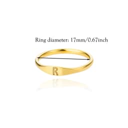 Fashion Initial Signet Ring 7 Size Gold Color Dainty Rings Women Stainless Steel Letters Wedding Christmas Jewelry Accessories