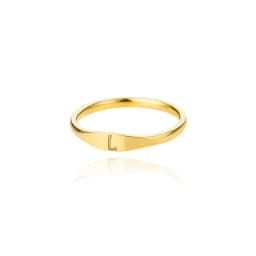 Fashion Initial Signet Ring 7 Size Gold Color Dainty Rings Women Stainless Steel Letters Wedding Christmas Jewelry Accessories