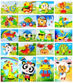 12 Pcs 3D EVA Foam Sticker DIY Cartoon Animal Puzzle Kids Birthday Party Favors Pinata Christmas Carnival Party Favors Reward