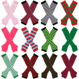 Warmer Knitted Long Fingerless Gloves Elbow Mittens Christmas Acces Gift Fashion Women Emo Gloves Lady Striped Elbow Gloves