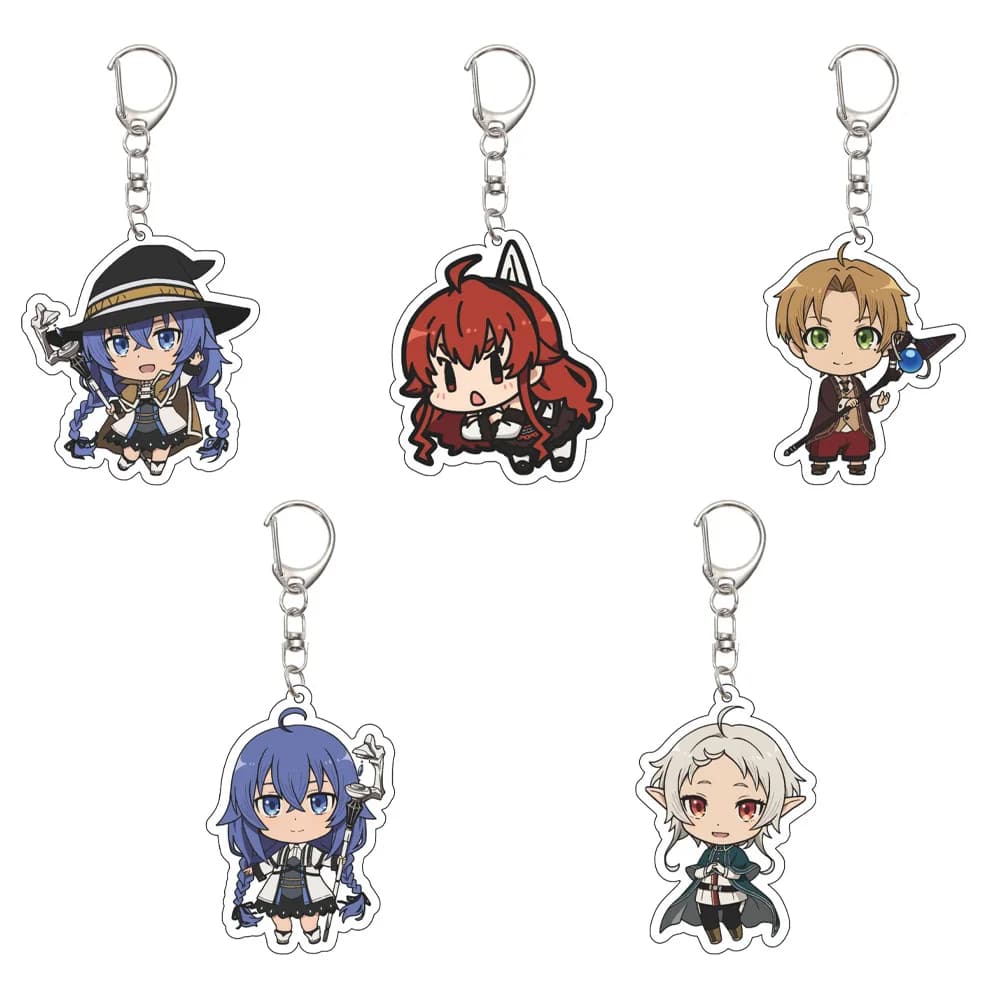 55MM Anime Mushoku Tensei:Jobless Reincarnation Keychain Rudeus Greyrat Key Chain Acrylic Model Plate Christmas Gifts