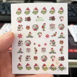 1PCS 3D Green Christmas Cartoon Adhesive Nail Art Sticker Cartoon Character Nail Decal For Nails Art Decoration Manicure