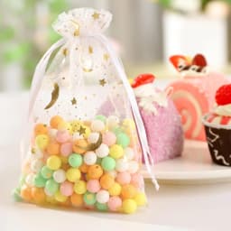 50PCS Gold Star Moon Organza Bags Drawstring Pouches for Christmas Wedding Jewelry Gifts Favors