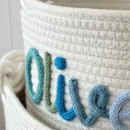 1pc Custom Personalized Vintage Handmade Round Storage Basket, Customized Letter Name, Daily Life Home Decoration/Christmas Gift