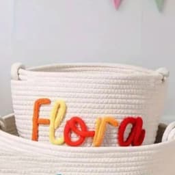 1pc Custom Personalized Vintage Handmade Round Storage Basket, Customized Letter Name, Daily Life Home Decoration/Christmas Gift