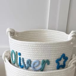 1pc Custom Personalized Vintage Handmade Round Storage Basket, Customized Letter Name, Daily Life Home Decoration/Christmas Gift