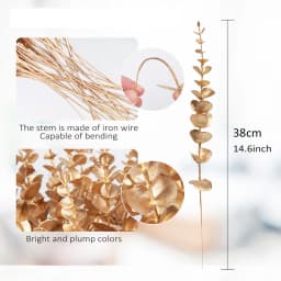 10Pcs Gold Artificial Eucalyptus Stems Leaves Faux Eucalyptus Branches 38cm Wedding Home Decor Christmas Garland DIY Ornament