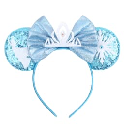 NEW Frozen Snowflake Mouse Ears Headband Girls Boys Sequin 5"Bow Hairband Christmas Festival Party Cosplay Hair Accessories