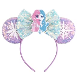 NEW Frozen Snowflake Mouse Ears Headband Girls Boys Sequin 5"Bow Hairband Christmas Festival Party Cosplay Hair Accessories