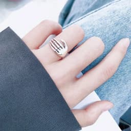 925 Sterling Silver Skeletal Hand Open Rings For Women Party Luxury Designer Jewelry Christmas Accessories