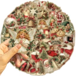 50pcs Retro Cute Santa Claus Christmas Cartoon Stickers Laptop Phone Scrapbook Suitcase Wall Sticker Kids Classics Toys