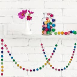 Wool Felt Ball Garland Colorful Pom Pom Garland Handmade 6.5 Feet Long Felt Ball Garlands for Wall Christmas Tree Decoration