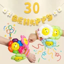 50 Pcs Wrist Balloons for Kids Birthday Party Decorations, Daisy Face Design, Perfect for Halloween & Christmas Celebrations
