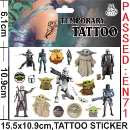 Yoda Baby Tattoo Stickers Waterproof Cute Birthday Party Supplies Reward Toy for Kids Decoration Christmas Gift