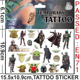 Yoda Baby Tattoo Stickers Waterproof Cute Birthday Party Supplies Reward Toy for Kids Decoration Christmas Gift