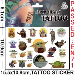 Yoda Baby Tattoo Stickers Waterproof Cute Birthday Party Supplies Reward Toy for Kids Decoration Christmas Gift