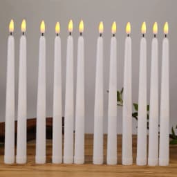 3/6/12 Pieces White Flameless Decorative Christmas Candles ,Smokeless LED Taper Candles With Yellow/Warm White Light