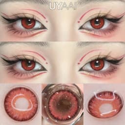 UYAAI【1*contacts Lenses+1*tweezers+1*lenses Case】Christmas Makeup Fashion New Year Red Happiness Blue Contacts Yearly Soft Fast