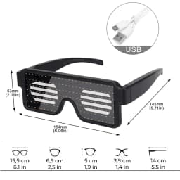 LED Glasses Light Up Dynamic Party Favor Glasses Festival Christmas USB Rechargeable LED Rave Glowing Flashing Glasses